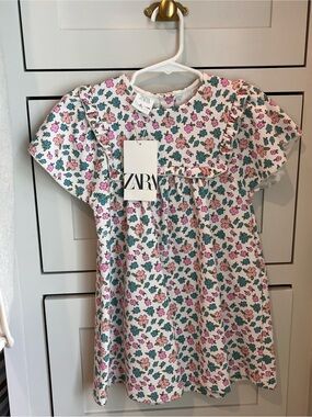 Zara White Dress with Pink and Teal Floral Print